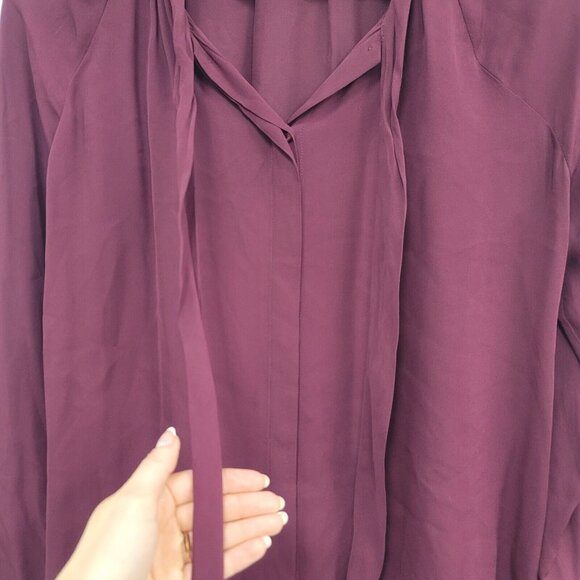 Parker Womens Pussybow Silk Blouse Size S Burgundy Red Long Sleeve Lightweight - Picture 4 of 16